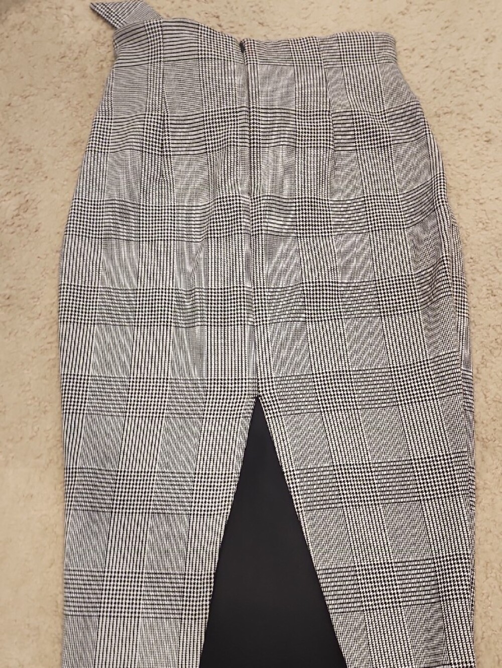H&M Gray Plaid Paperbag Waist Pencil Skirt with Tie - Picture 3 of 3